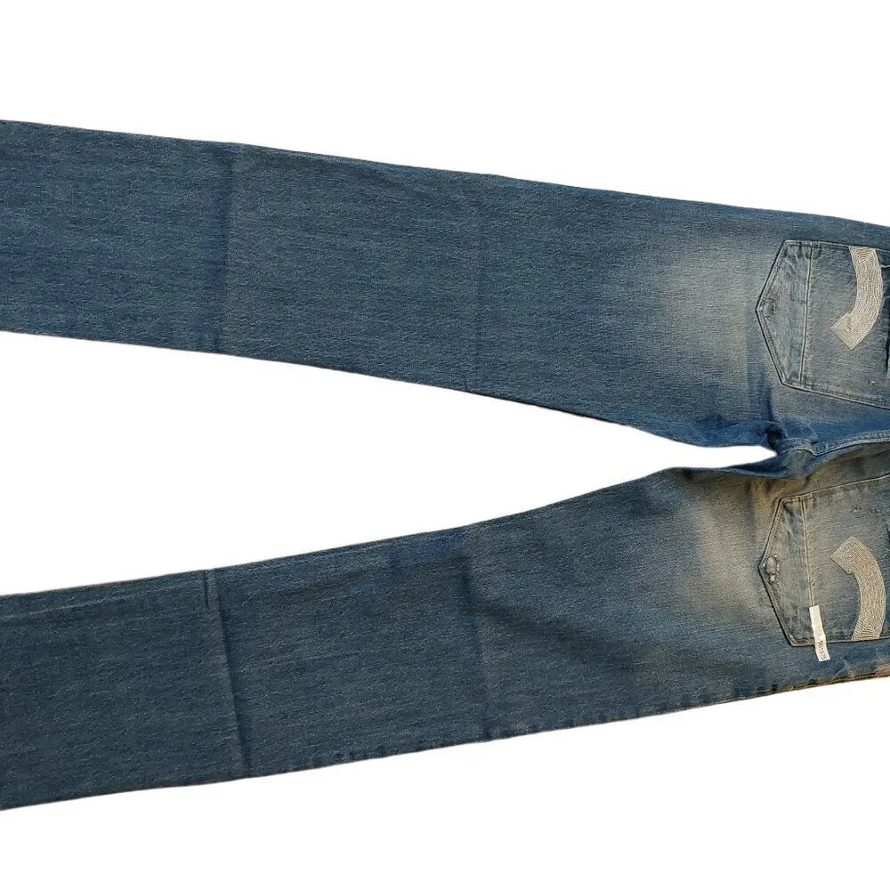 G-Star Raw GS01 Heller Straight Button Fly Blue Wheel Denim Jeans Sz 31 x 34 NWT